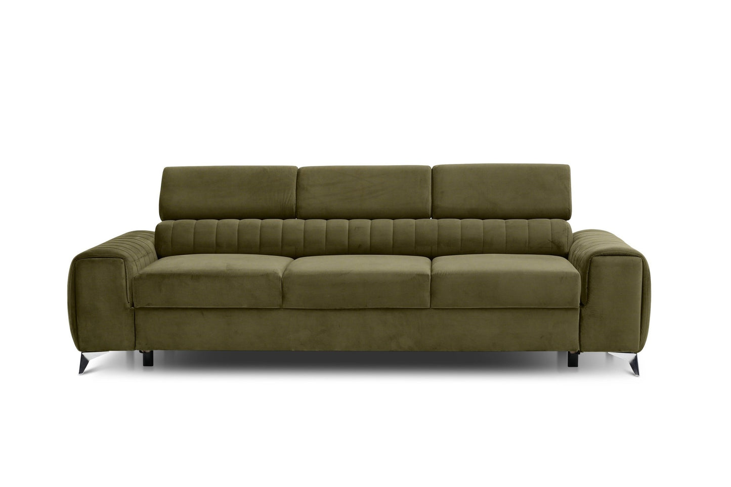 Laurence 3 Seater Velvet Sleeper Sofa - Olive Green - Couch Potato