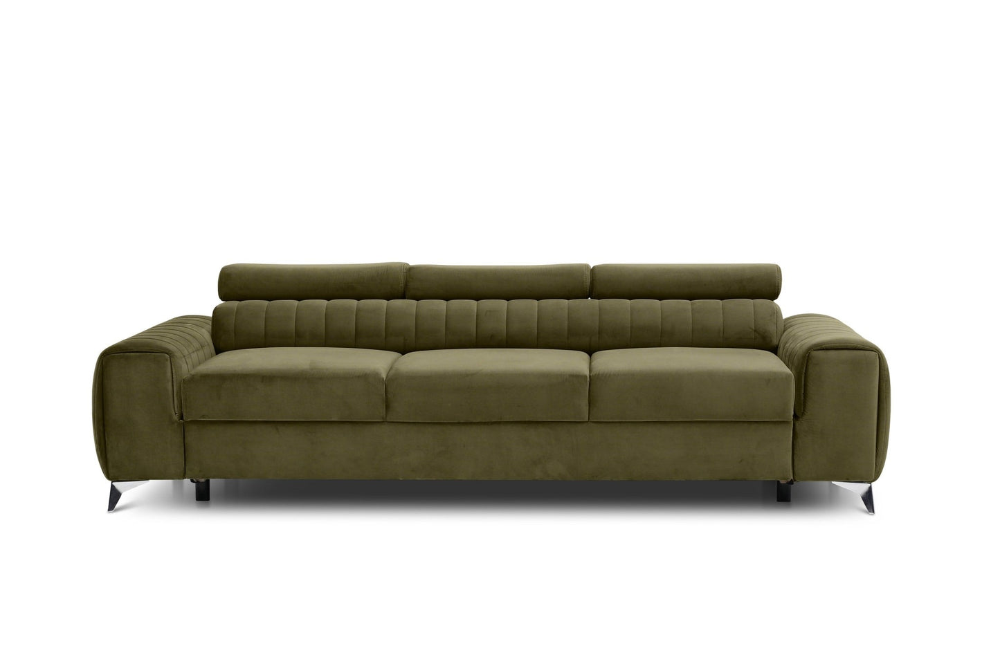 Laurence 3 Seater Velvet Sleeper Sofa - Olive Green - Couch Potato
