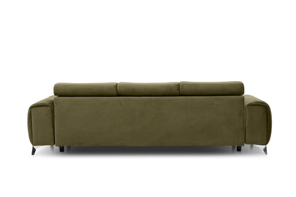 Laurence 3 Seater Velvet Sleeper Sofa - Olive Green - Couch Potato
