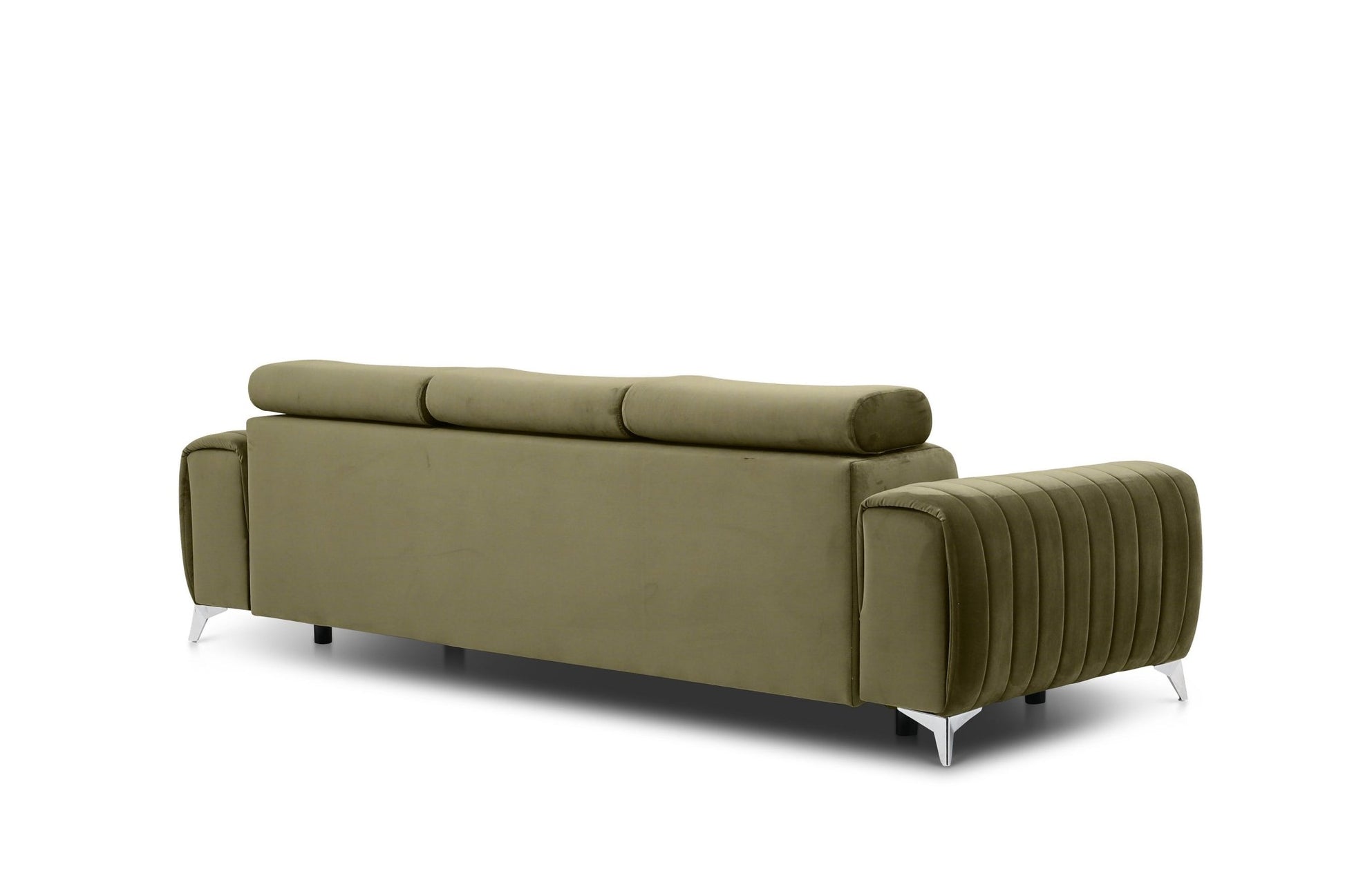 Laurence 3 Seater Velvet Sleeper Sofa - Olive Green - Couch Potato
