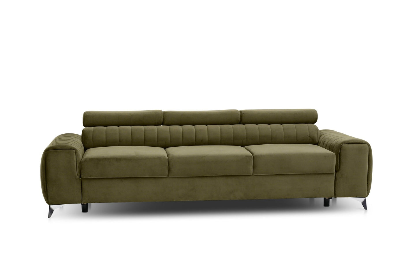 Laurence 3 Seater Velvet Sleeper Sofa - Olive Green - Couch Potato