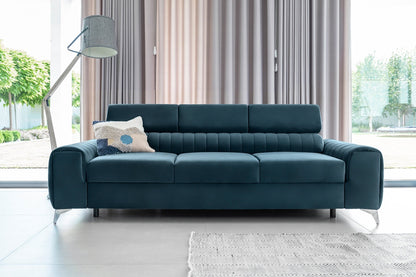 Laurence 3 Seater Velvet Sleeper Sofa - Teal Blue - Couch Potato