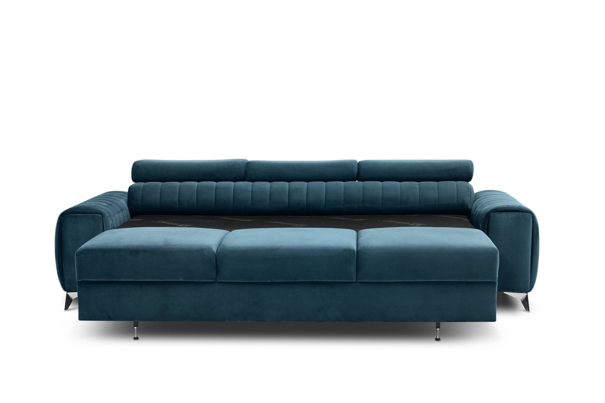 Laurence 3 Seater Velvet Sleeper Sofa - Teal Blue - Couch Potato