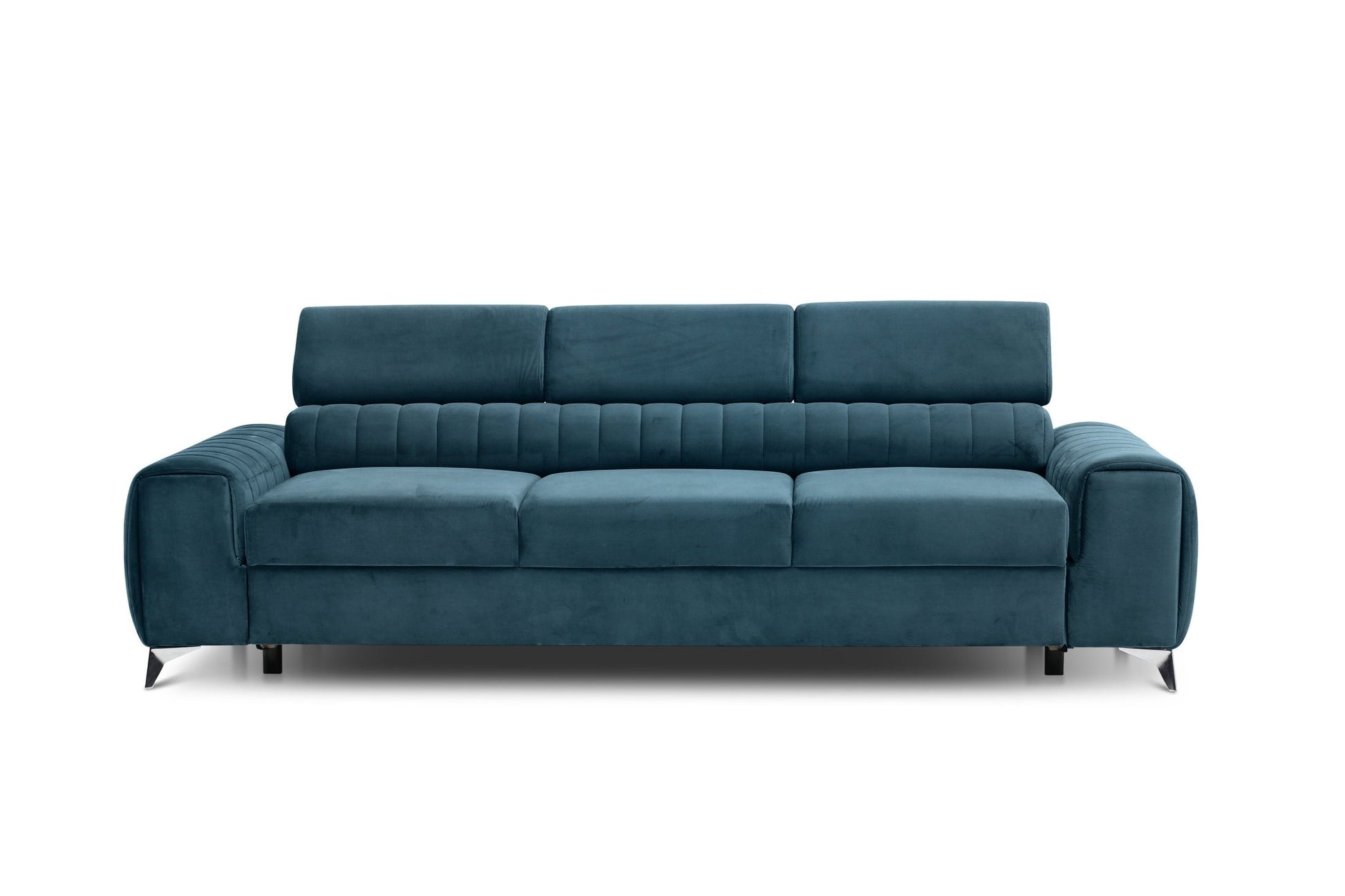 Laurence 3 Seater Velvet Sleeper Sofa - Teal Blue - Couch Potato