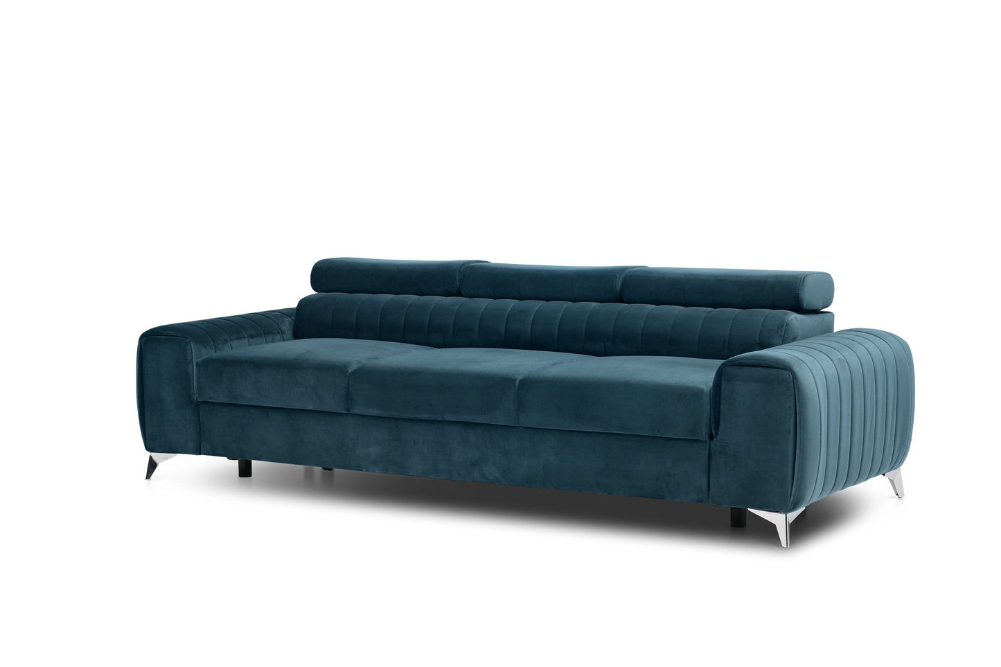 Laurence 3 Seater Velvet Sleeper Sofa - Teal Blue - Couch Potato