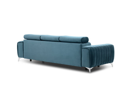 Laurence 3 Seater Velvet Sleeper Sofa - Teal Blue - Couch Potato
