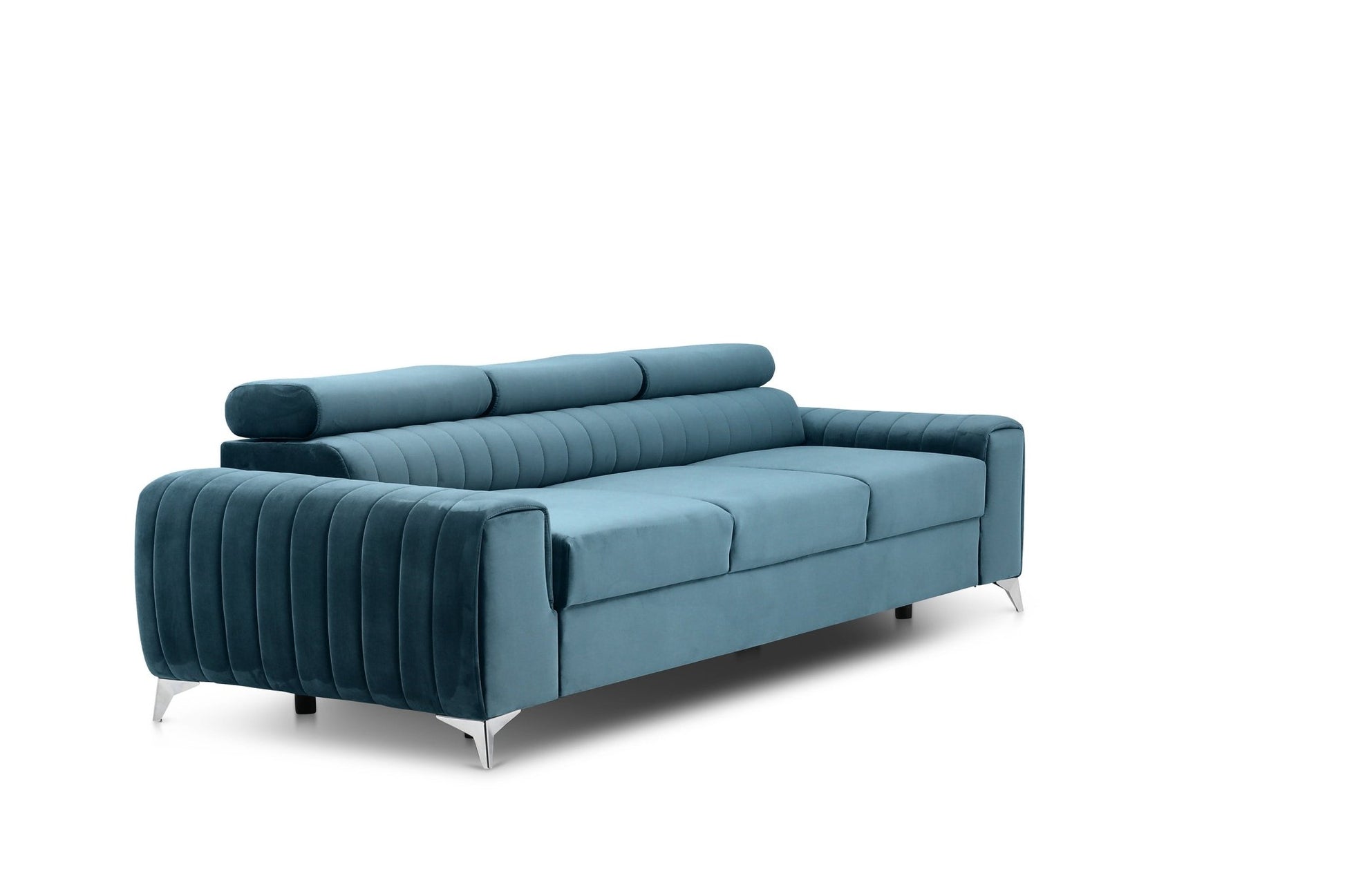 Laurence 3 Seater Velvet Sleeper Sofa - Teal Blue - Couch Potato