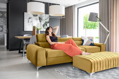 Laurence 3 Seater Velvet Sleeper Sofa - Mustard - Couch Potato