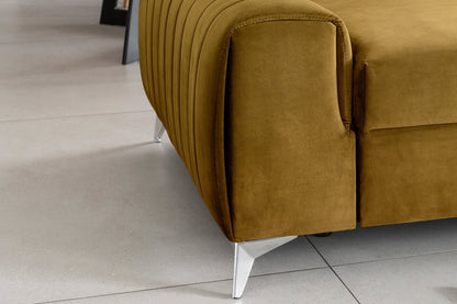 Laurence 3 Seater Velvet Sleeper Sofa - Mustard - Couch Potato