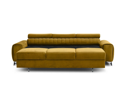 Laurence 3 Seater Velvet Sleeper Sofa - Mustard - Couch Potato