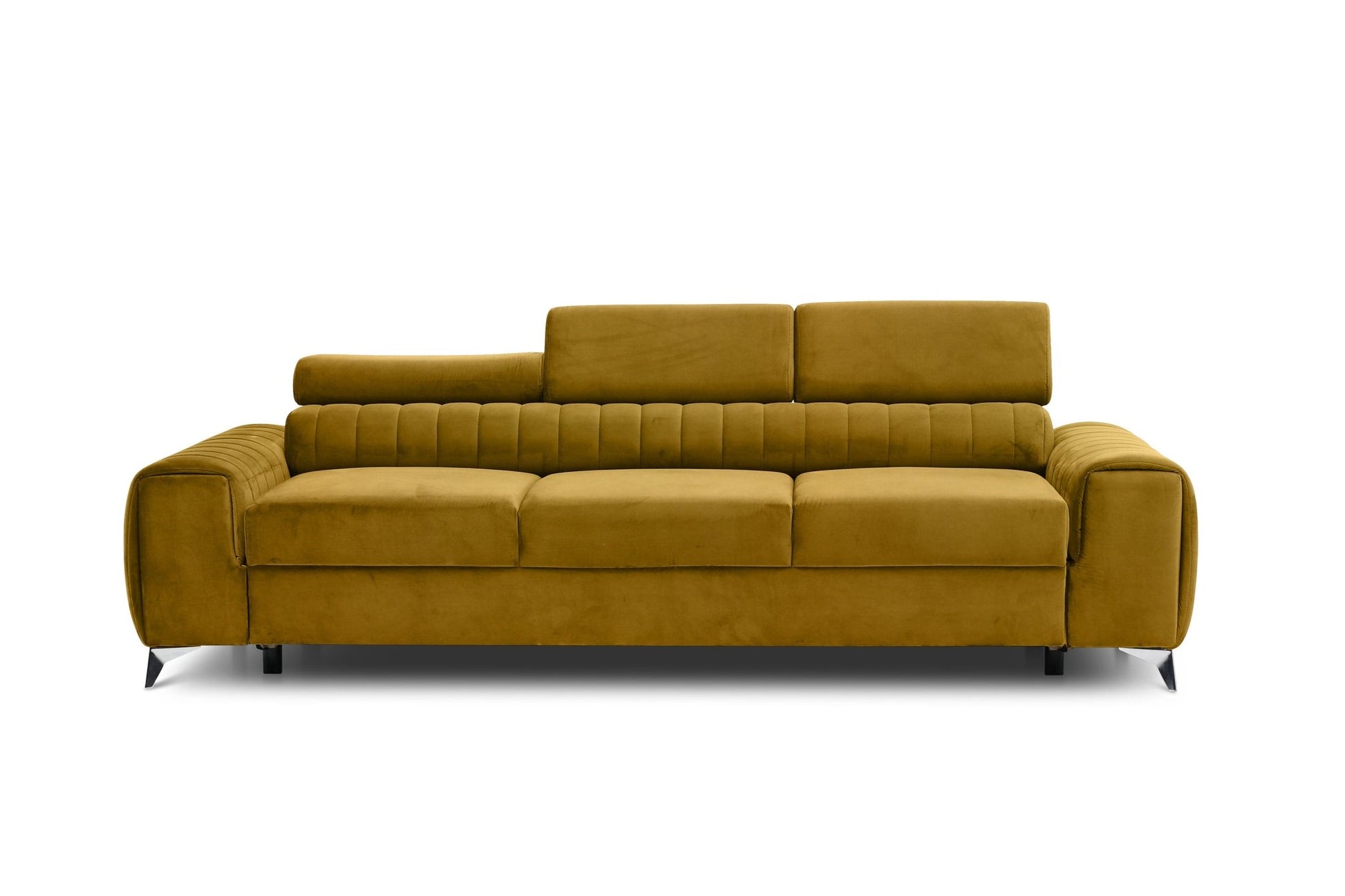Laurence 3 Seater Velvet Sleeper Sofa - Mustard - Couch Potato