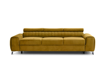 Laurence 3 Seater Velvet Sleeper Sofa - Mustard - Couch Potato