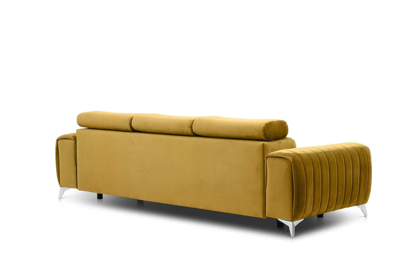 Laurence 3 Seater Velvet Sleeper Sofa - Mustard - Couch Potato