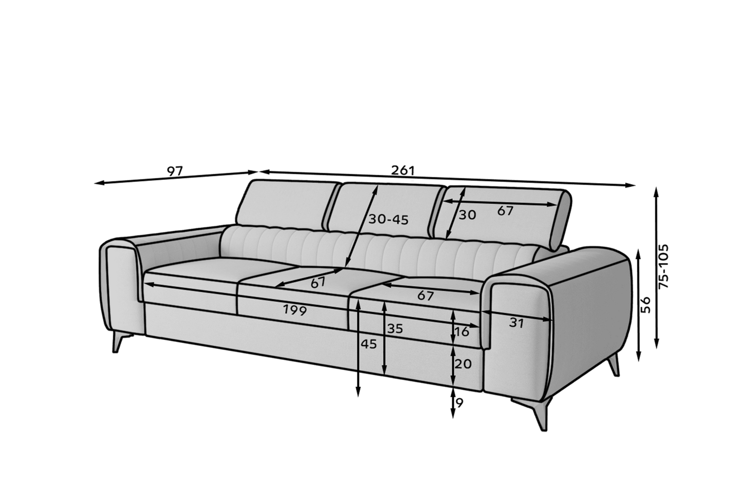 Laurence 3 Seater Velvet Sleeper Sofa - Beige - Couch Potato