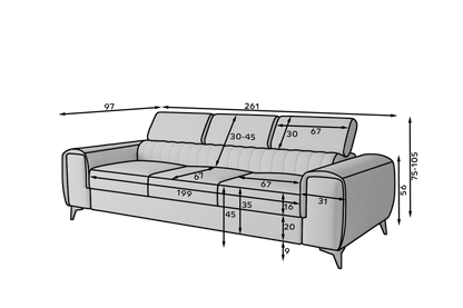 Laurence 3 Seater Velvet Sleeper Sofa - Beige - Couch Potato