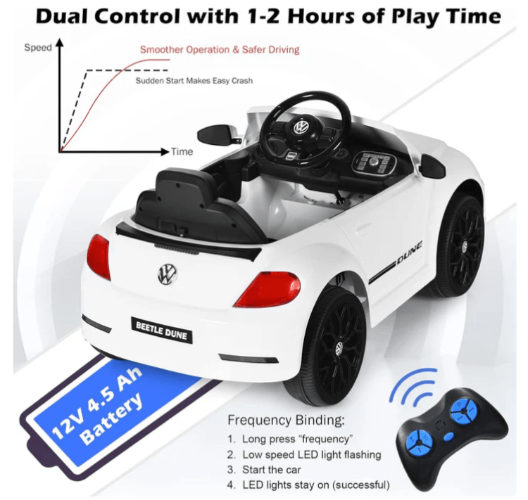 Volkswagen Beetle 12V Kids Ride On Car with Remote Control - Couch Potato
