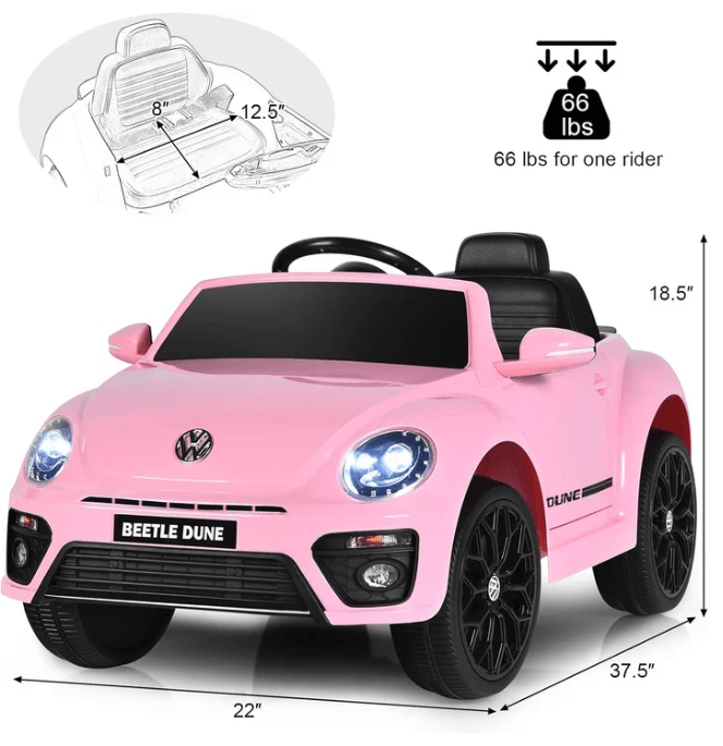 Volkswagen Beetle 12V Kids Ride On Car with Remote Control - Couch Potato