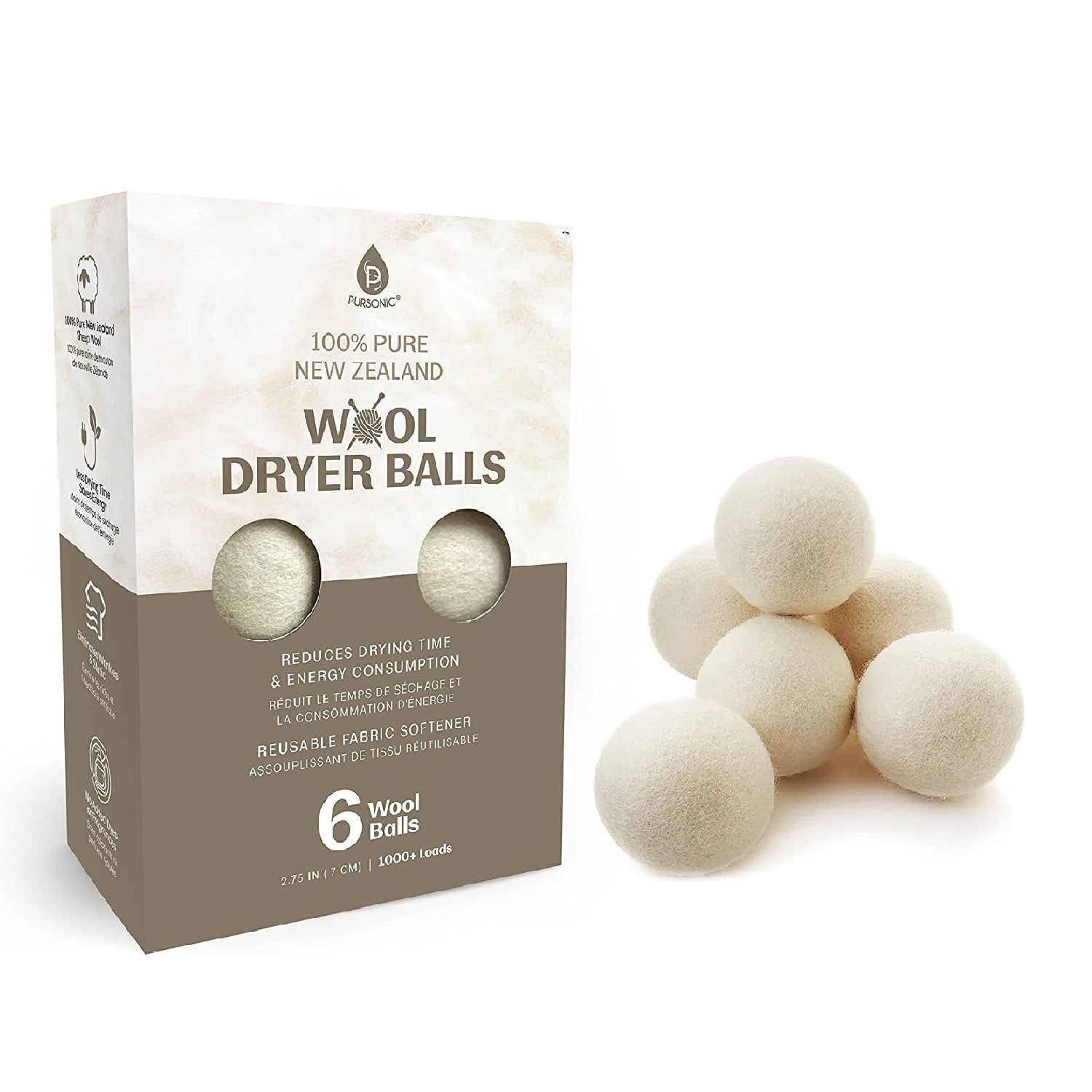100% Pure New Zealand Wool Dryer Balls - Couch Potato
