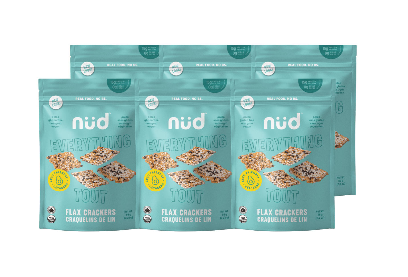 Keto 'Everything' Flax Crackers - 6 x 66g Packs - Couch Potato