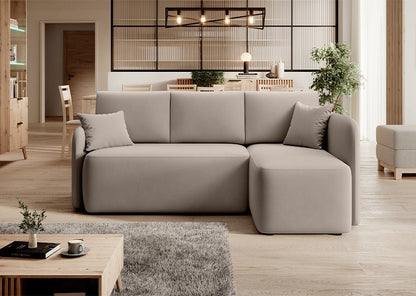 Hadson 3 Seater Storage Sleeper Chaise Sofa - Beige - Couch Potato