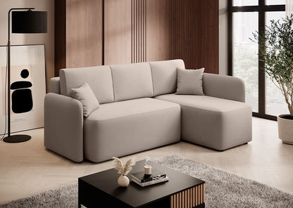 Hadson 3 Seater Storage Sleeper Chaise Sofa - Beige - Couch Potato