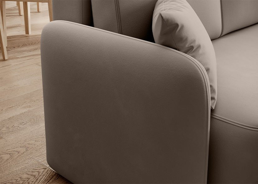 Hadson 3 Seater Storage Sleeper Chaise Sofa - Beige - Couch Potato