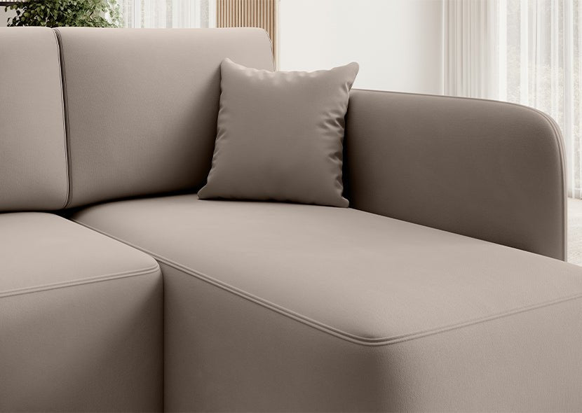 Hadson 3 Seater Storage Sleeper Chaise Sofa - Beige - Couch Potato