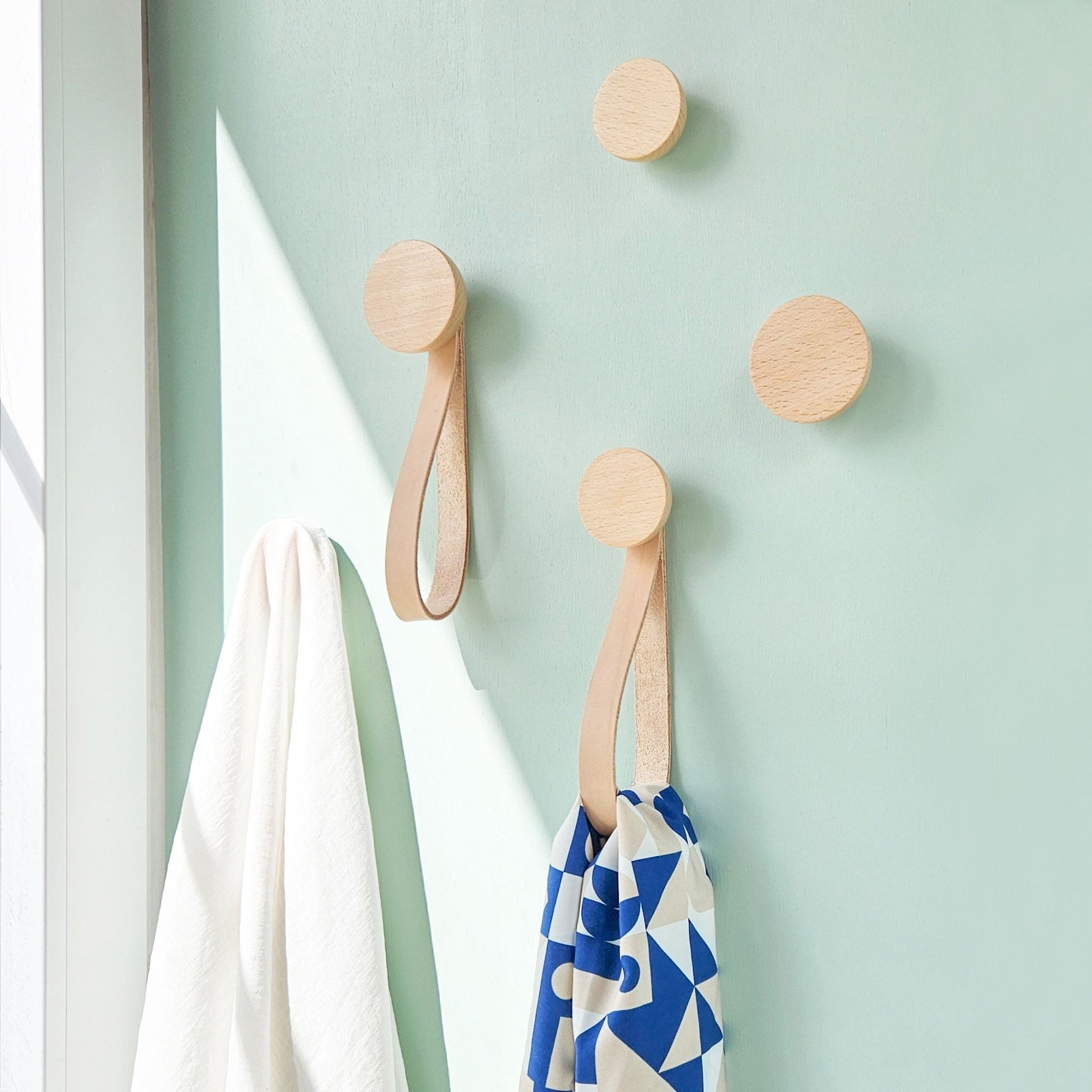 Beech Wood Hook + Leather Accessory Strap - Set of 3 - Couch Potato