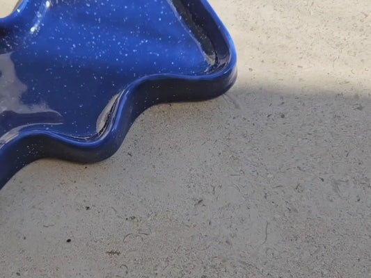Ceramic Wave Trays - Speckled Blue - Rectangle - Couch Potato