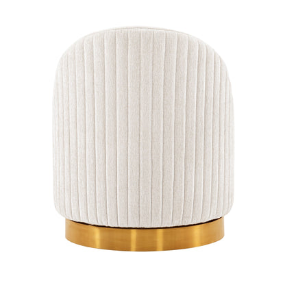 Pumpkin Swivel Chenille Accent Chair - Cream/Gold - Couch Potato