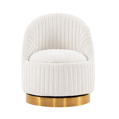 Pumpkin Swivel Chenille Accent Chair - Cream/Gold - Couch Potato