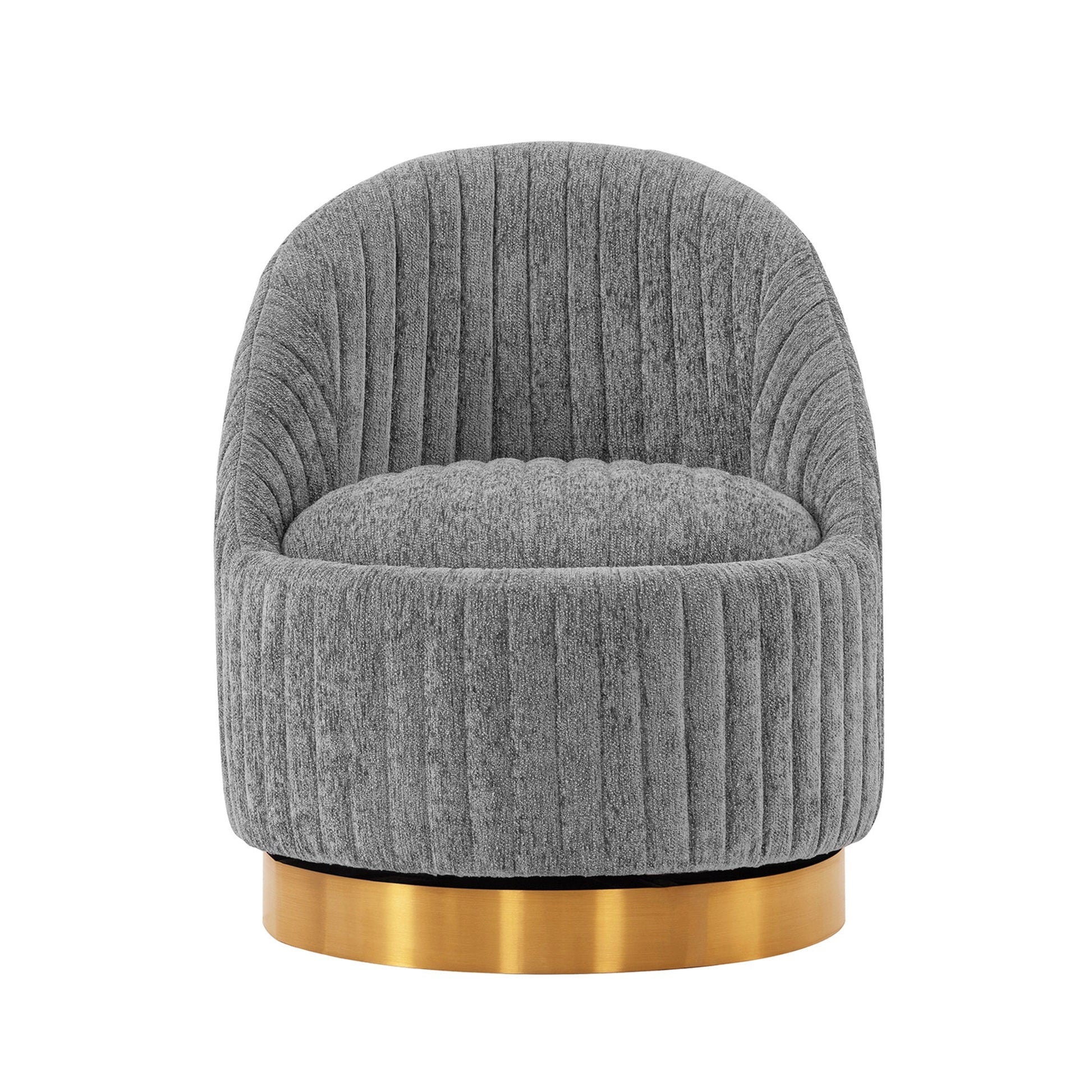 Pumpkin Swivel Chenille Accent Chair - Grey/Gold - Couch Potato