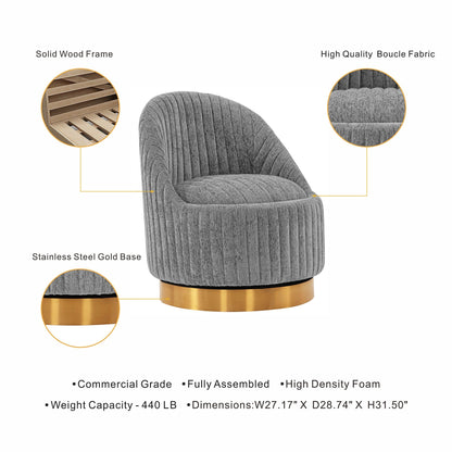 Pumpkin Swivel Chenille Accent Chair - Grey/Gold - Couch Potato