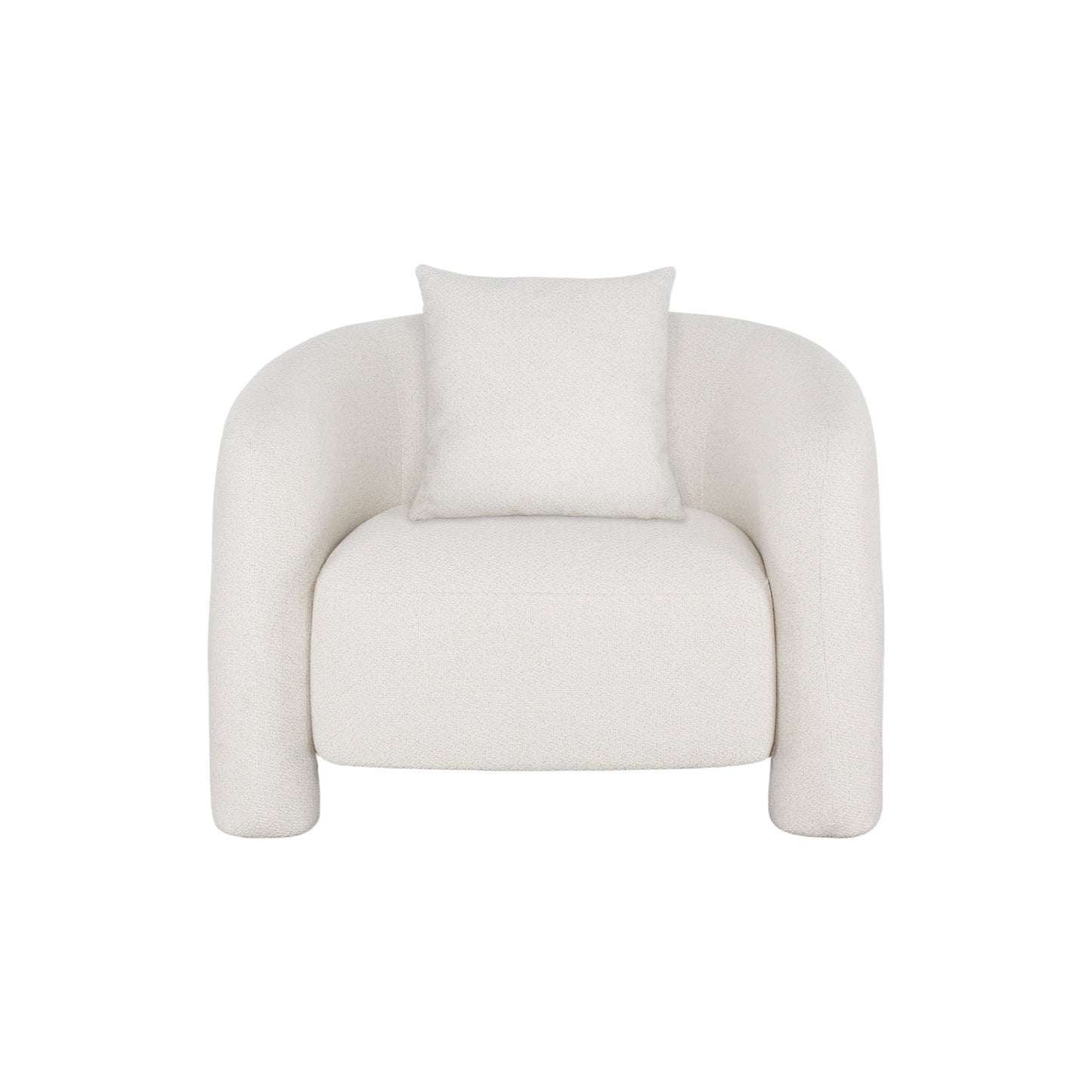 Chloe Pine Wood Tweed Accent Chair - Cream - Couch Potato