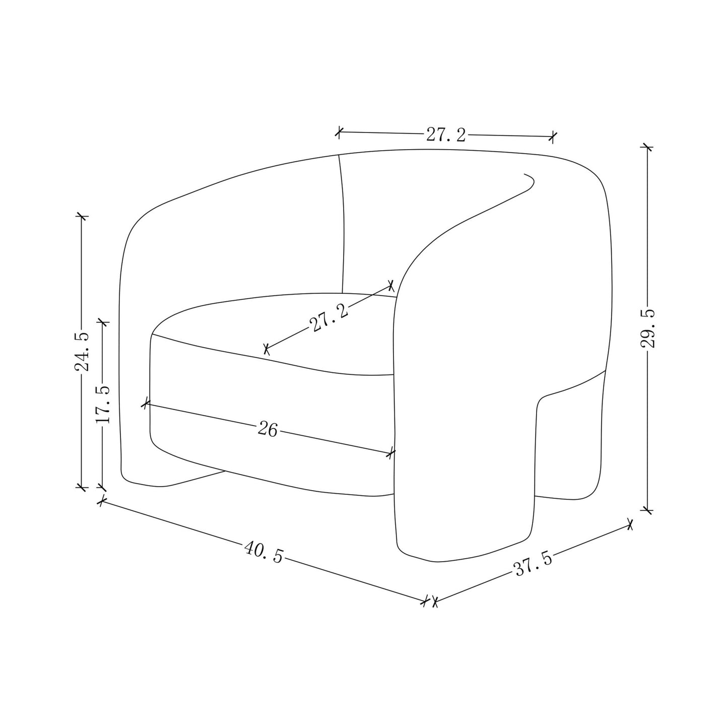 Chloe Pine Wood Tweed Accent Chair - Cream - Couch Potato