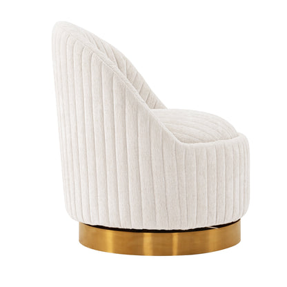 Pumpkin Swivel Chenille Accent Chair - Cream/Gold - Couch Potato