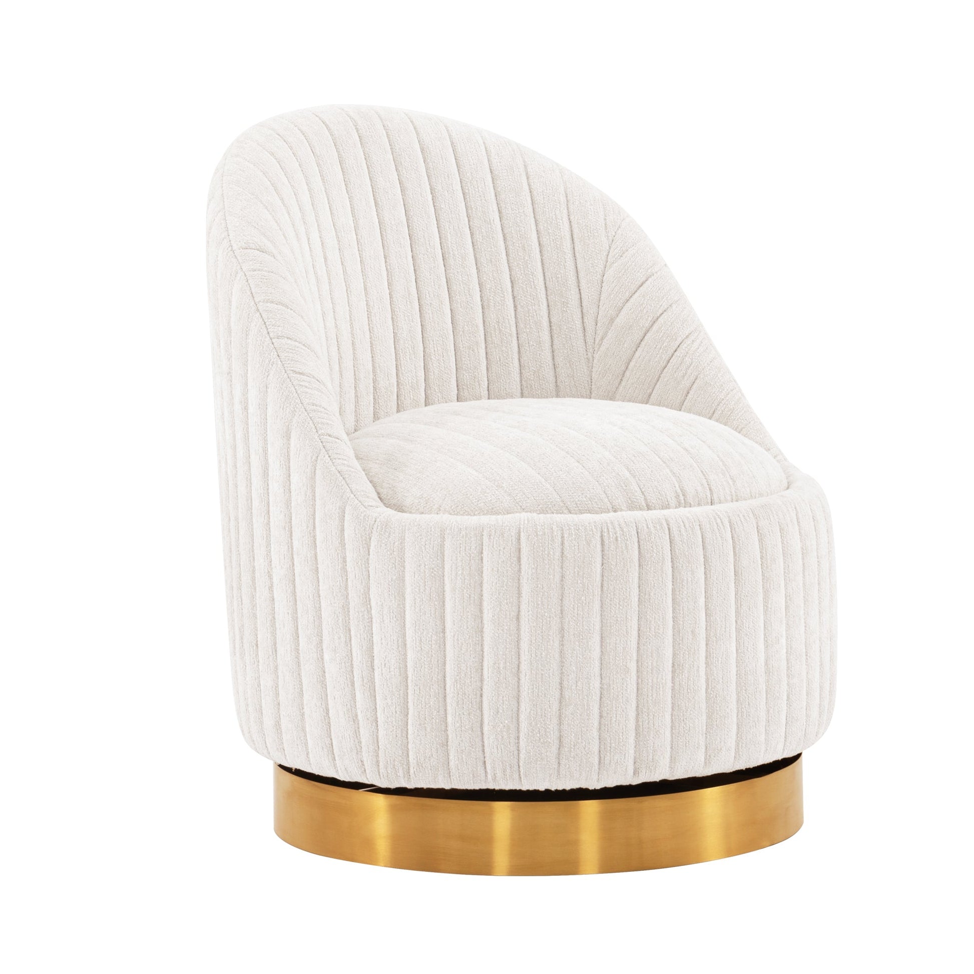 Pumpkin Swivel Chenille Accent Chair - Cream/Gold - Couch Potato