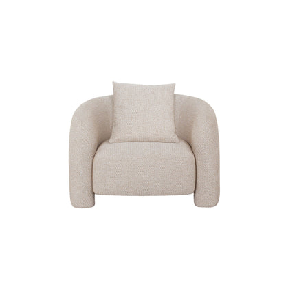Chloe Pine Wood Tweed Accent Chair - Beige - Couch Potato