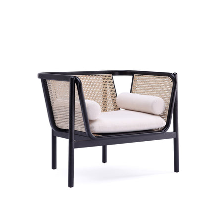 Tulum Natural Cane Accent Chair - Black/Cream - Couch Potato
