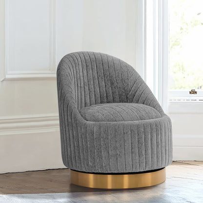 Pumpkin Swivel Chenille Accent Chair - Grey/Gold - Couch Potato