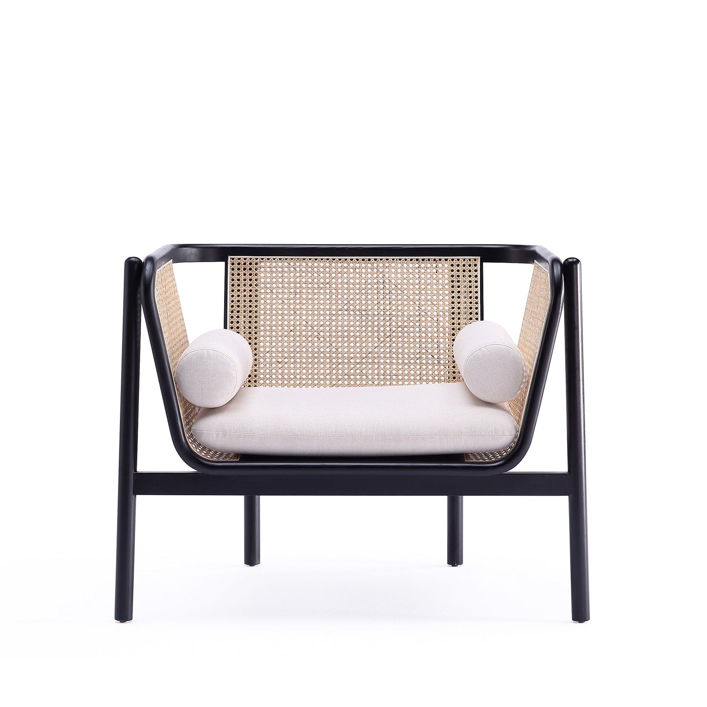 Tulum Natural Cane Accent Chair - Black/Cream - Couch Potato