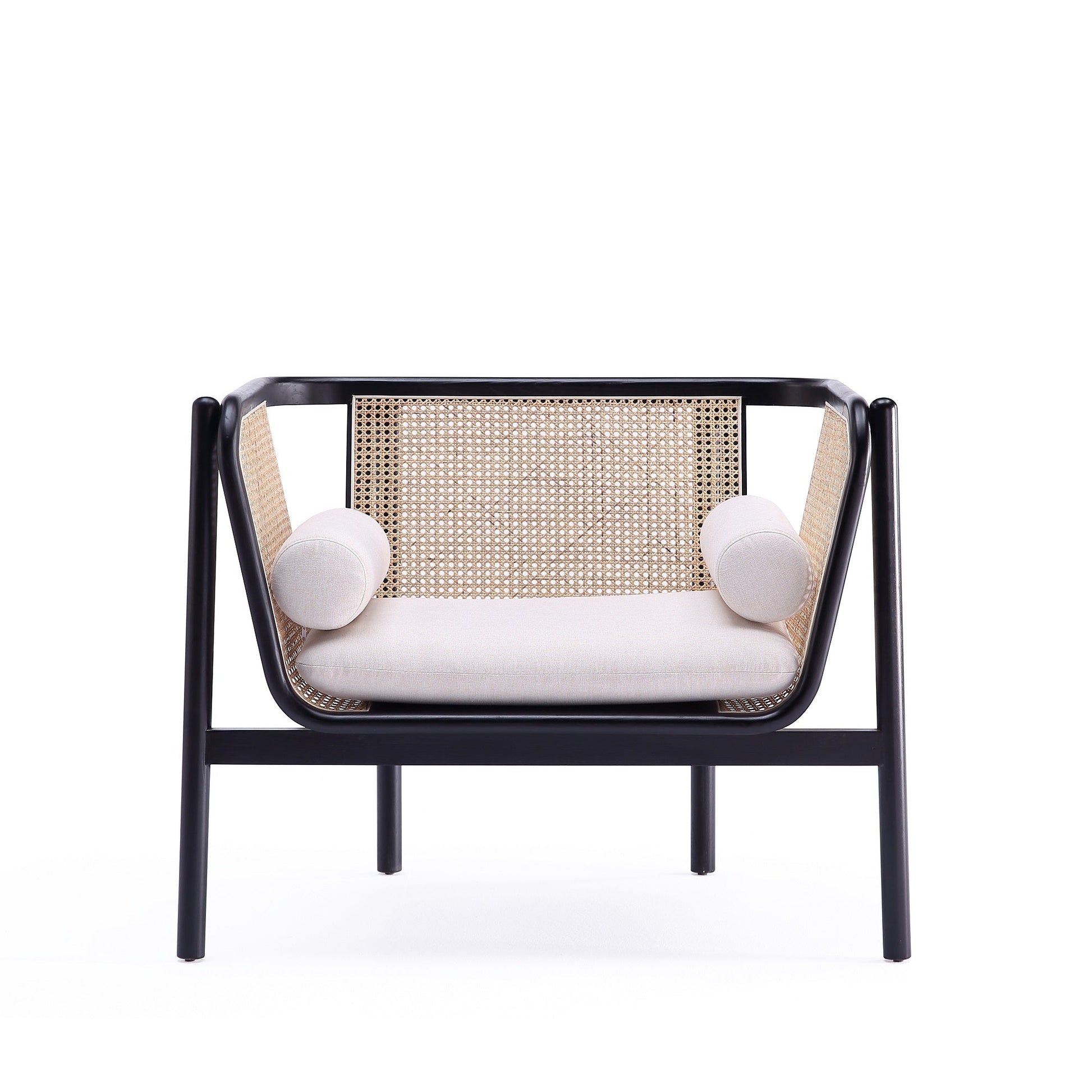 Tulum Natural Cane Accent Chair - Black/Cream - Couch Potato