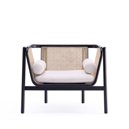 Tulum Natural Cane Accent Chair - Black/Cream - Couch Potato