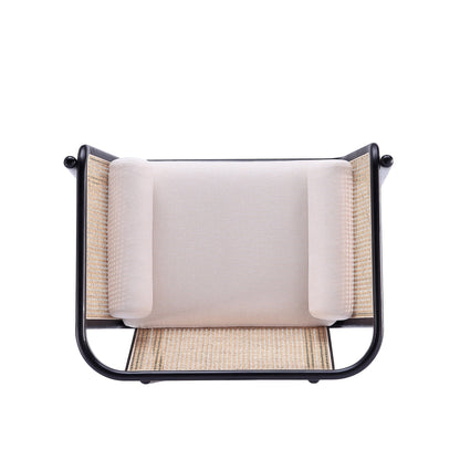 Tulum Natural Cane Accent Chair - Black/Cream - Couch Potato