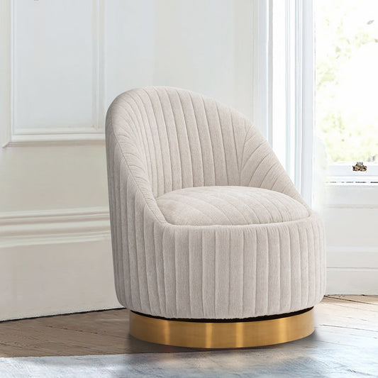 Pumpkin Swivel Chenille Accent Chair - Cream/Gold - Couch Potato