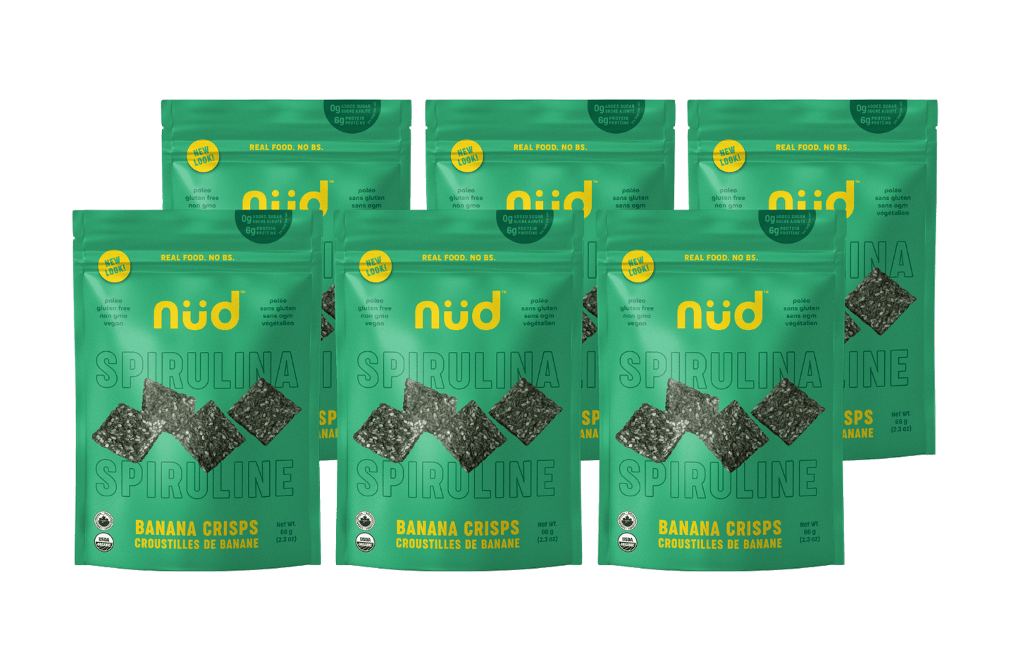 Spirulina Banana Crisps, 6 x 66g - Pack - Couch Potato