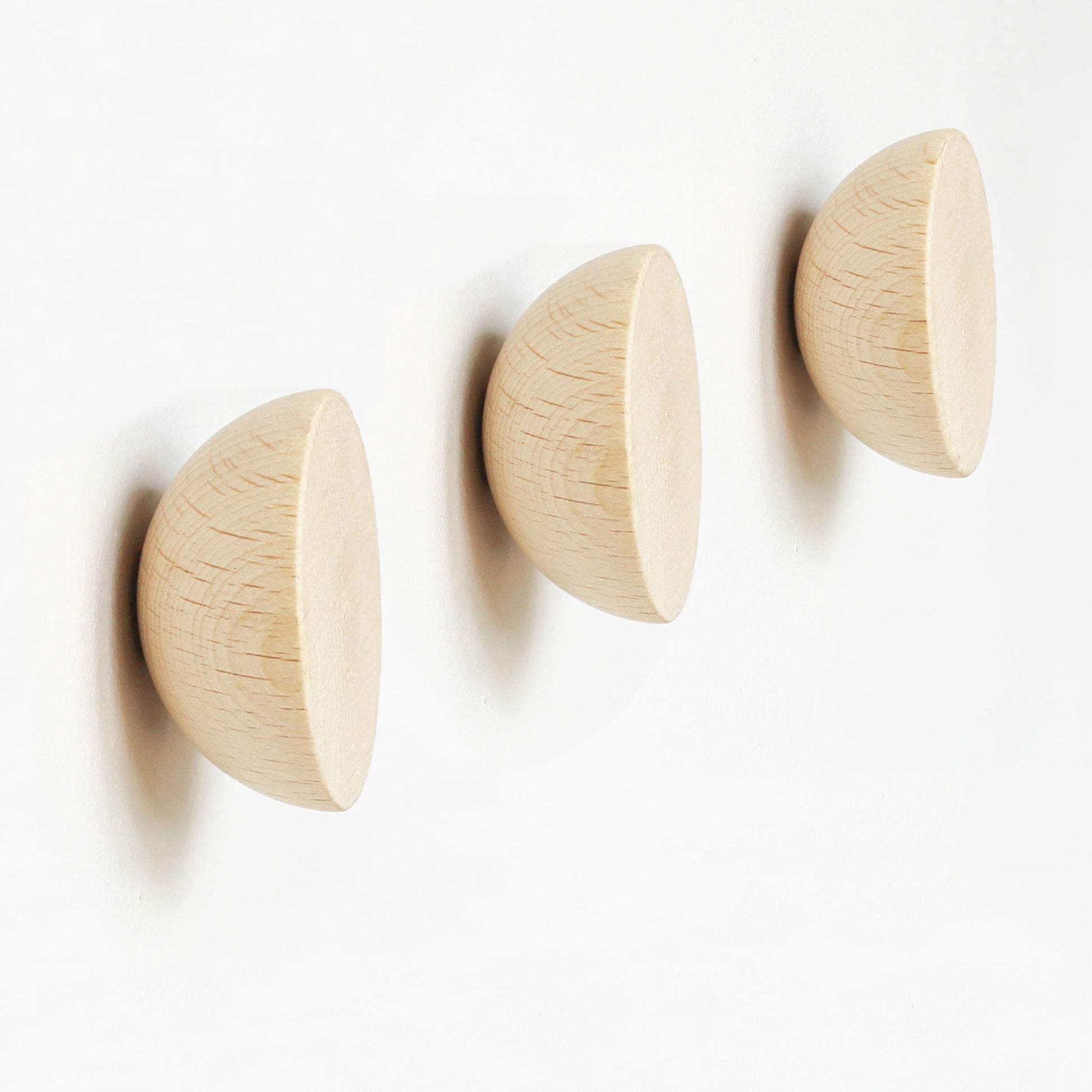 Round Beech Wood Coat Hook/Knob - Set of 3 - Couch Potato