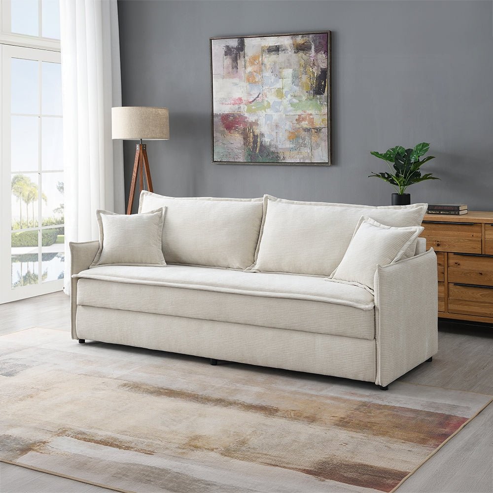 Faro Condo Size Sleeper Sofa w/Storage - Beige - Couch Potato