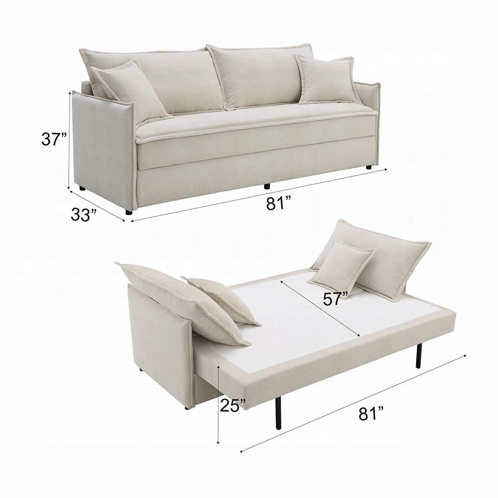 Faro Condo Size Sleeper Sofa w/Storage - Beige - Couch Potato