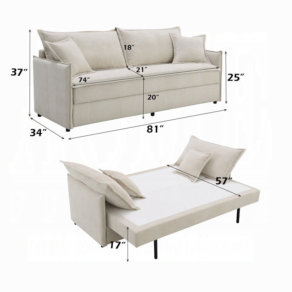 Faro Condo Size Sleeper Sofa w/Storage - Beige - Couch Potato